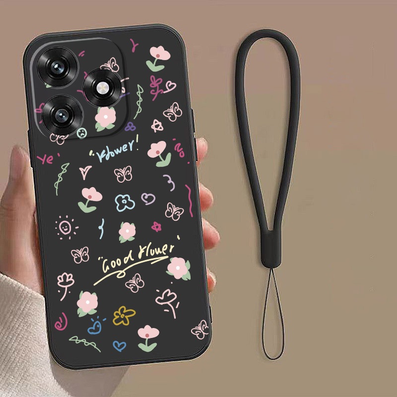 Honor X8d X7d Honor Case Stylish Fashion Flower Case Frosted Liquid Silicon Soft Casing Cover