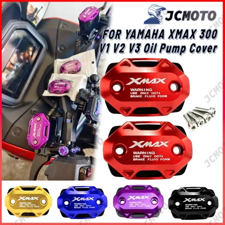 2PCS สําหรับ YAMAHA XMAX 250/300 V2 V3 V1 2017-2025 2026 รถจักรยานยนต์ CNC เบรคหน้าอ่างเก็บน้ําของเหลวถังถ้วยน้ํามันฝาคร