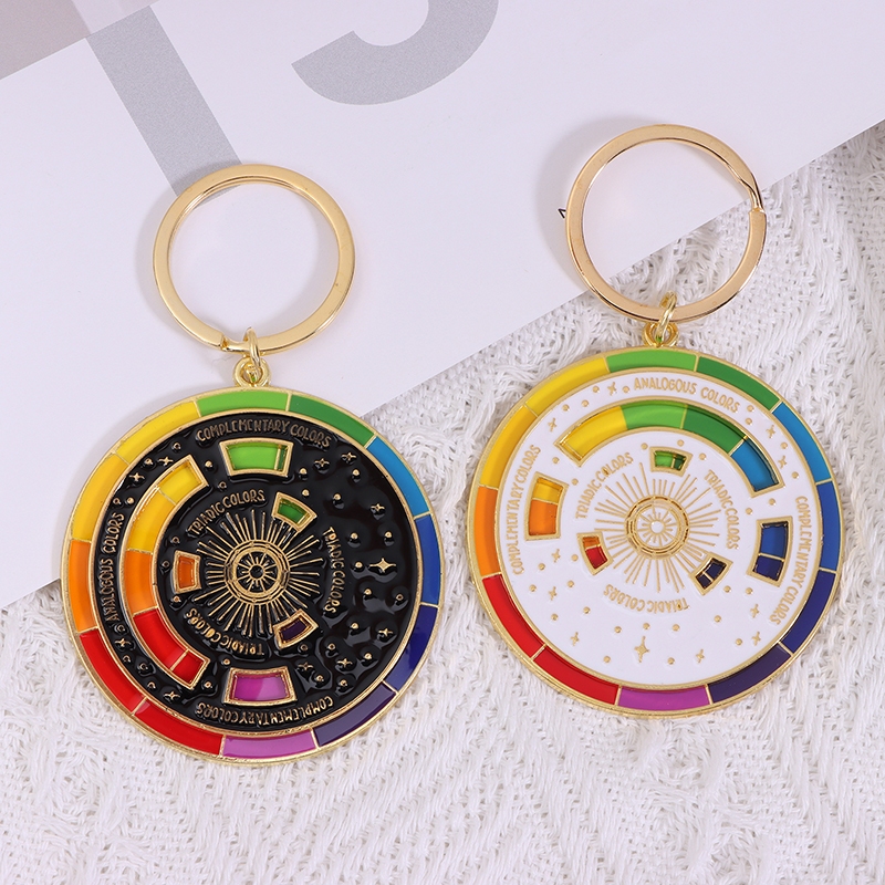 LI Color Wheel Keyring Interactive Turntable Alloy Keychain Creative สีสันรถ IE