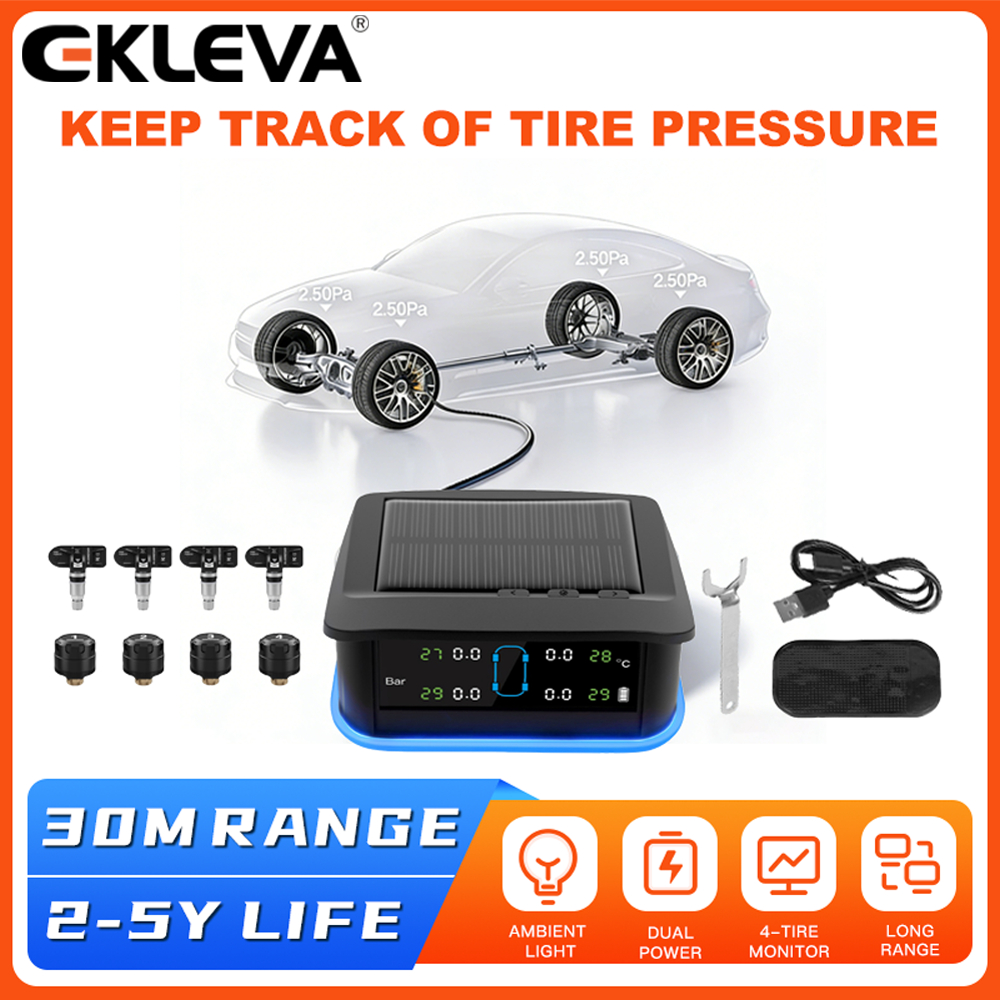 EKLEVA TPMS ระบบตรวจสอบความดันยาง 4/6 เซ็นเซอร์ Universal รถยางความดัน Monitor Alarm สําหรับซีดาน SUV Van