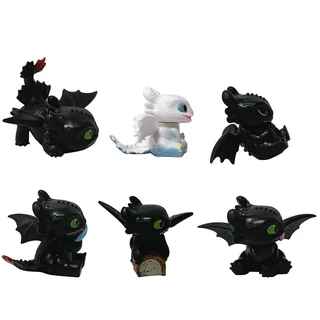 6 ชิ้น/เซ็ตการ์ตูนอะนิเมะ Light Fury มังกรสีดํารุ่น Q PVC ตัวเลขการกระทําเดสก์ท็อปตกแต่งตุ๊กตาของเล่น