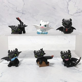 6 ชิ้น/เซ็ตการ์ตูนอะนิเมะ Light Fury มังกรสีดํารุ่น Q PVC ตัวเลขการกระทําเดสก์ท็อปตกแต่งตุ๊กตาของเล่น