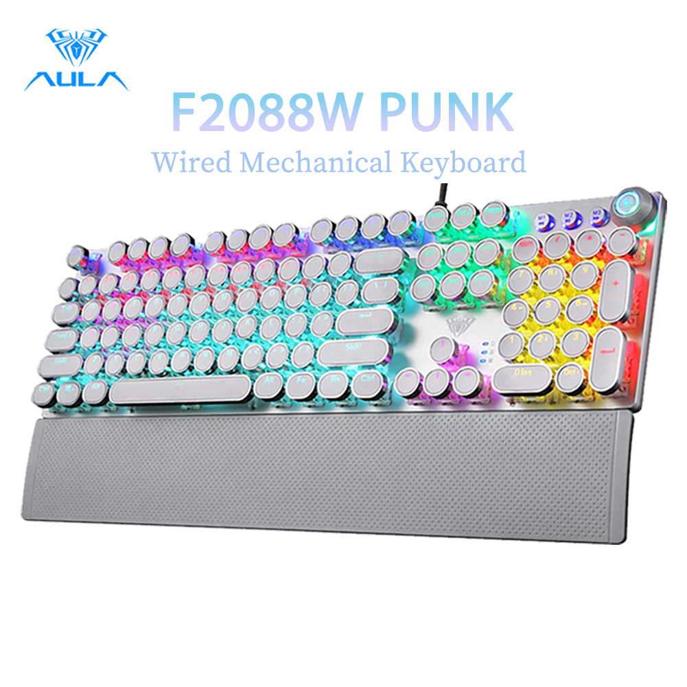 Aula F2088W PUNK คีย์บอร์ดเกมมิ่ง มัลติมีเดีย พร้อมไฟแบ็คไลท์ สําหรับ PC และแล็ปท็อป