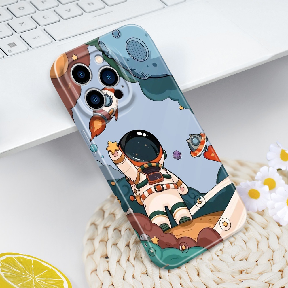 เคสโทรศัพท์สําหรับ IPhone 14 13 Pro Max Mini Flying Astronaut Film Hard Cover