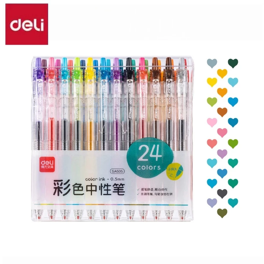 ชุดปากกาเจลสี Deli รุ่น SA501 / SA502 (6ด้าม/12ด้าม) สีสันสดใส (จำหน่าย 1 ชุด)