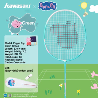 คาวาซากิ Peppa หมูแบดมินตันราเคตการออกแบบการ์ตูนเบาคาร์บอนไฟเบอร์แคตเข้าพื้นฐานที่ทนทาน