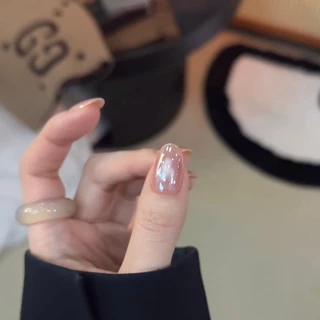 T041 เล็บปลอมสําเร็จรูป เจลแท้ ทำด้วยมือ 10 ชิ้น/กล่อง มินิมอล สง่างาม ดูเป็นธรรมชาติ เบาสบาย สวมง่าย ใช้ซ้ำได้