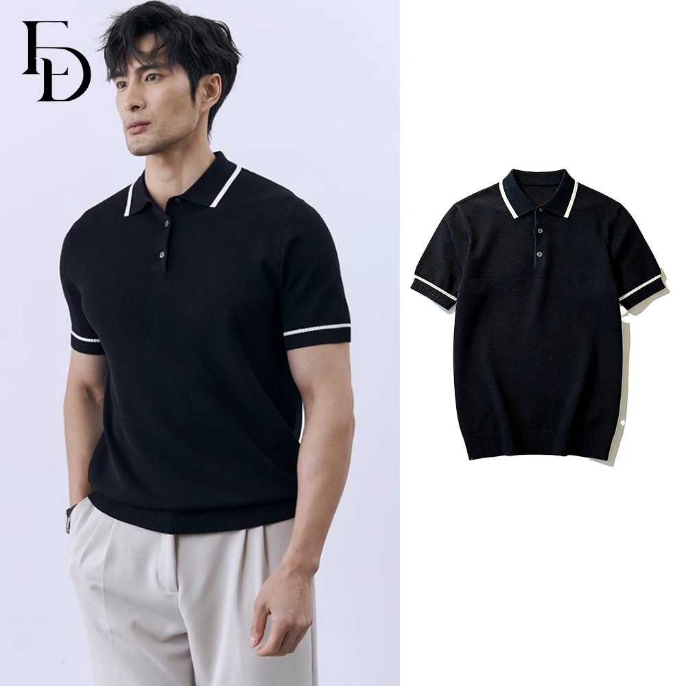 Edenstudio COD เสื้อโปโลและเสื้อยืดสไตล์อังกฤษสำหรับชาย ออกแบบมาเพื่อความสะดวกสบายในฤดูร้อน มีช่องระบายอากาศ