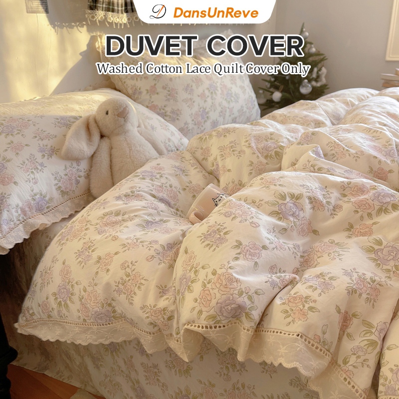 1ชิ้น ปลอกผ้านวม ลูกไม้ นุ่มสบายทุกสัมผัส กันไรฝุ่น ระบายอากาศ ดอกไม้ INS duvet cover luxury 被套 5ฟุต 6ฟุต 7ฟุต