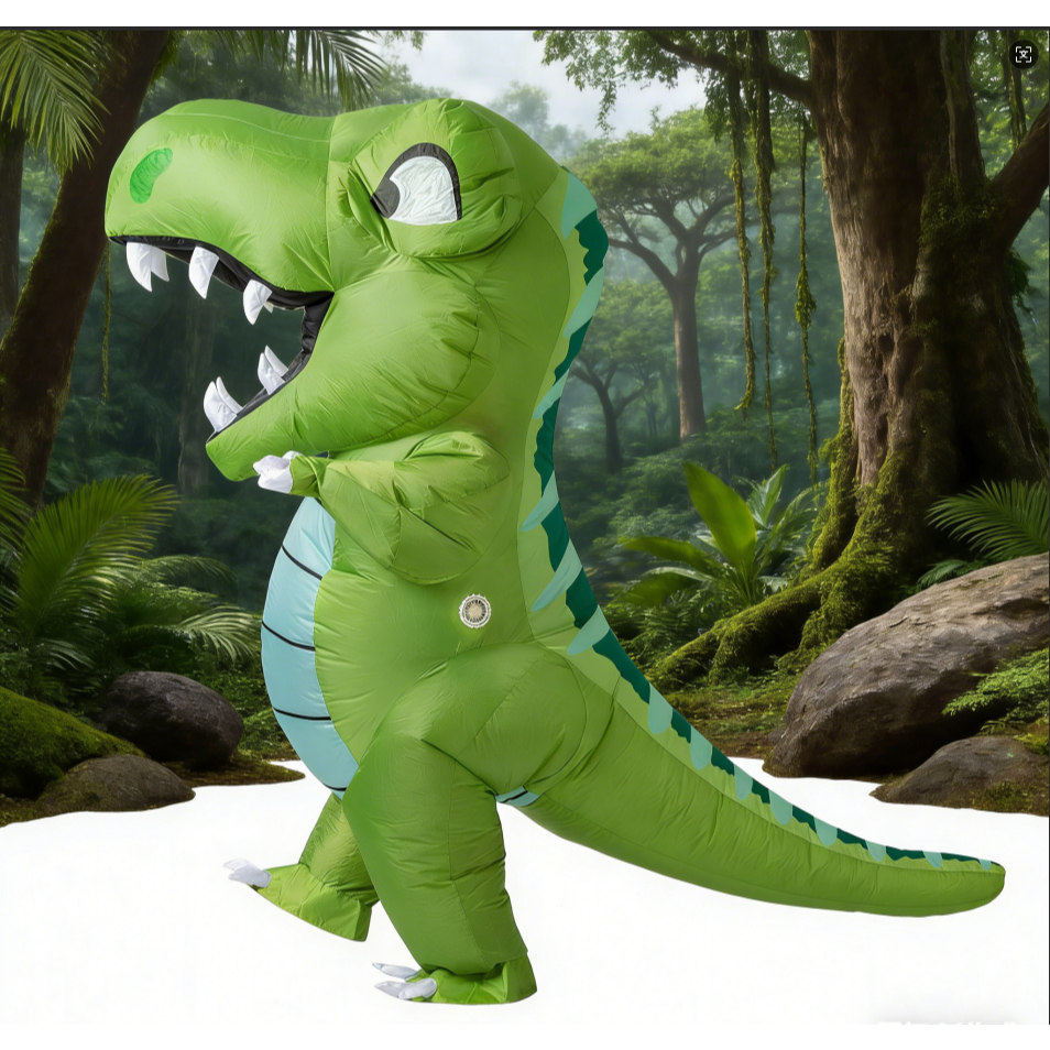 ชุดคอสเพลย์ การ์ตูนไดโนเสาร์ T-Rex สีเขียว สําหรับผู้ใหญ่ เหมาะกับปาร์ตี้ฮาโลวีน คริสต์มาส