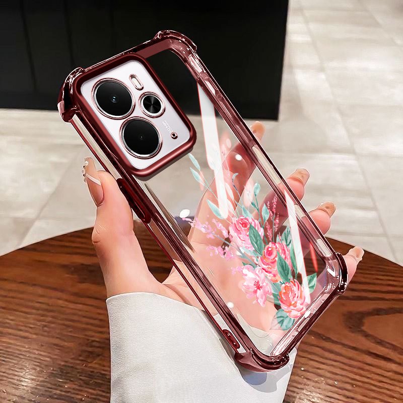 VRQR สําหรับ Oppo Realme 14T 14X 5G Realme 14 Pro Plus 5G Realme 14 Pro + 5G ช่อดอกไม้สดกันกระแทกใสโ