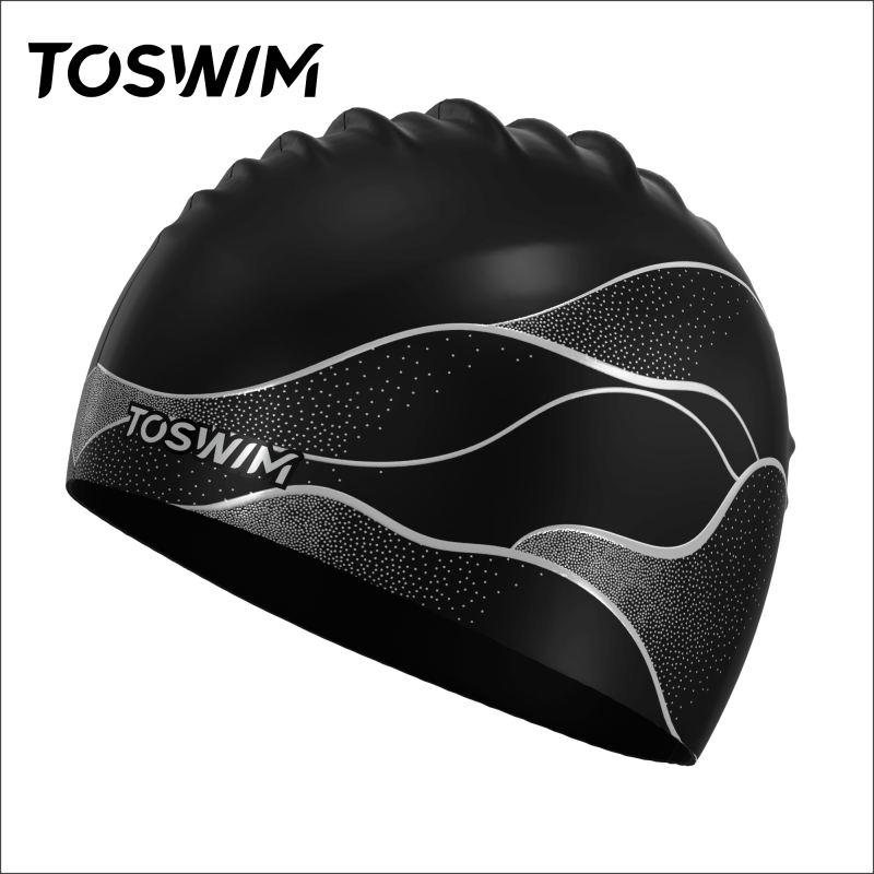 หมวกว่ายน้ําซิลิโคน TOSWIM สําหรับผู้หญิงผู้ชายว่ายน้ําสากลโดยเฉพาะ