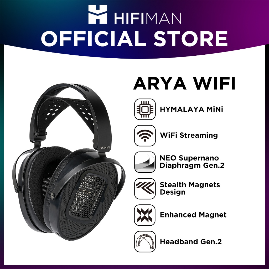 HIFIMAN Arya WiFi หูฟังแม่เหล็กแบบ Over-Ear แบบเปิดด้านหลังขนาดเต็มรูปแบบพร้อมสตรีมมิ่ง WiFi สําหรับ