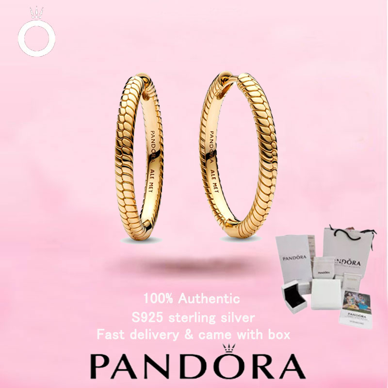 PANDORA ต่างหูcharm hoopชุบทอง ของขวัญวันวาเลนไทน์ที่ลงตัว