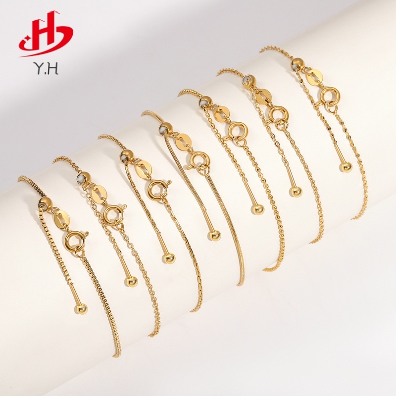⭐Y.H⭐ 316L ปรับระดับได้  18K ใช้ได้กับจี้ทุกชนิด หางลูกปัด ที่ถอดออกได้ สร้อยข้อมือสแตนเลส