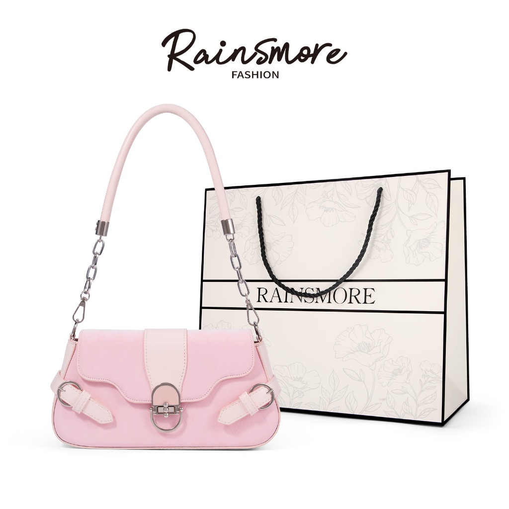 RAINSMORE กระเป๋าแบร์เก็ต พร้อมริบบิ้นสวยงาม กระเป๋าสะพายข้างและสะพายไหล่ ทันสมัยหรูหรา ใช้ได้ทุกโอกาส เหมาะกับการเดินทางทำงานและเดท