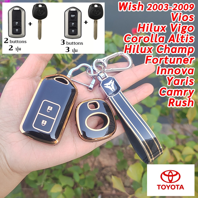 TOYOTA Wish 2003-2009 Vios เคสกุญแจรีโมท Hilux Vigo Fortuner Innova ที่จับตรง ที่ใส่กุญแจ Yaris Camry Corolla Altis Rush Hilux Champ พวงกุญแจรถ