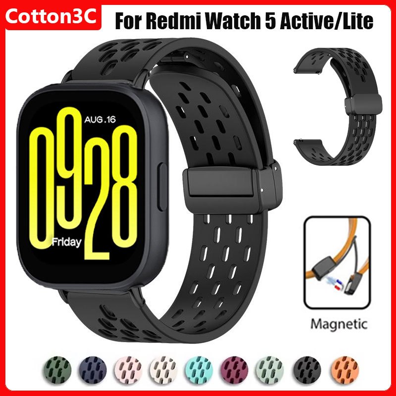 สายรัดกีฬาสําหรับ Redmi Watch 5 Active/5Lite เปลี่ยนเข็มขัดข้อมือ 22 มม.ห่วงแม่เหล็กสร้อยข้อมือซิลิโคน Redmi 5 lite Band