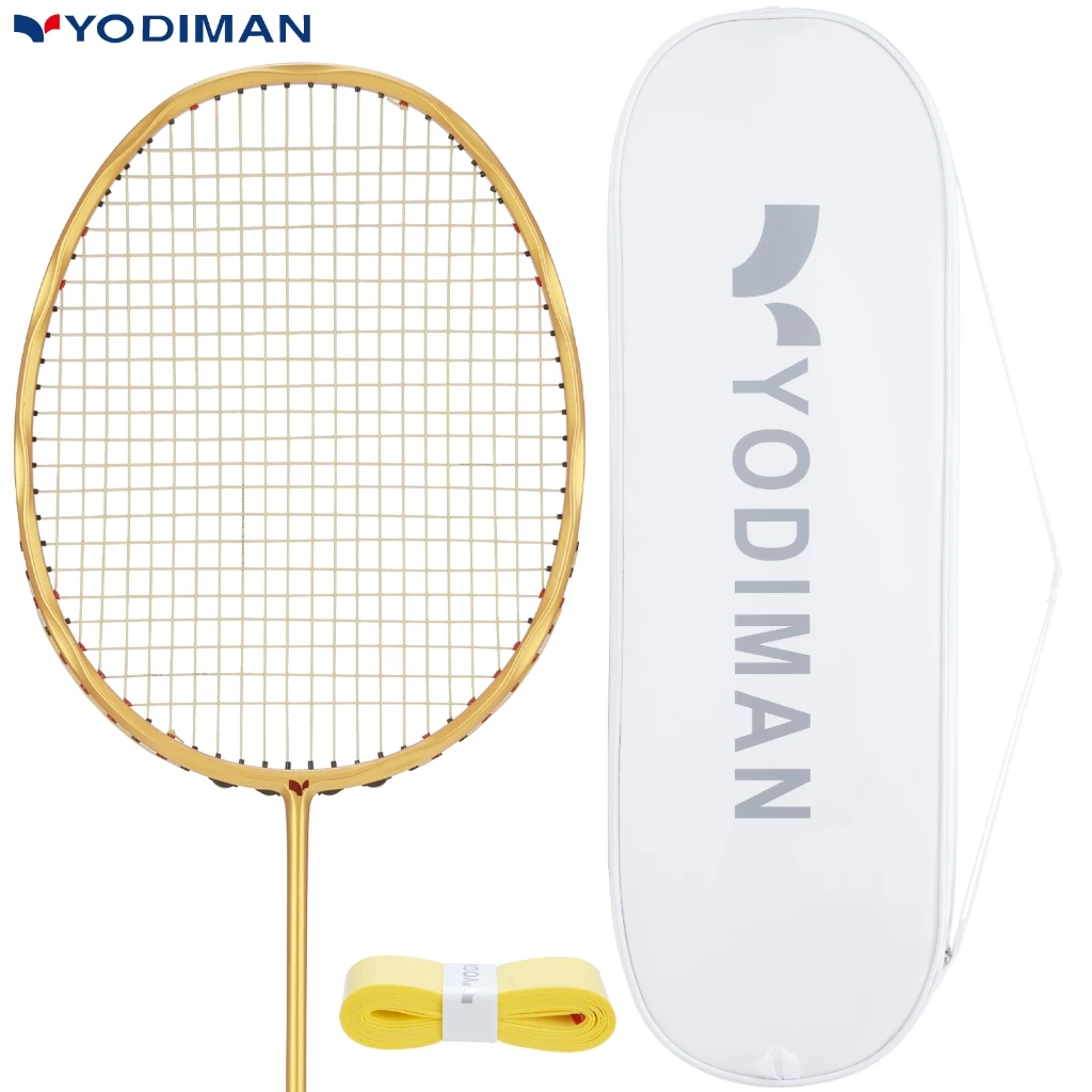 YODIMAN ของแท้ ไม้แบดมินตันคาร์บอนไฟเบอร์เต็มรูปแบบ 8U (เบามาก) - แรงดีดกลับสูง - ตอบสนองรวดเร็ว - โจมตีรวดเร็ว - สำหรับผู้เล่นมืออาชีพ - ไม้เดี่ยว พร้อมกระเป๋า และแถมพันด้าม