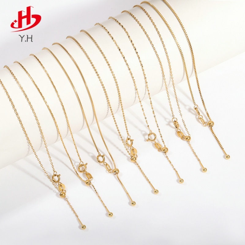 ⭐Y.H⭐ DIY ปรับระดับได้ 18K ใช้ได้กับจี้ทุกชนิด หางลูกปัด ที่ถอดออกได้ สร้อยคอสแตนเลส