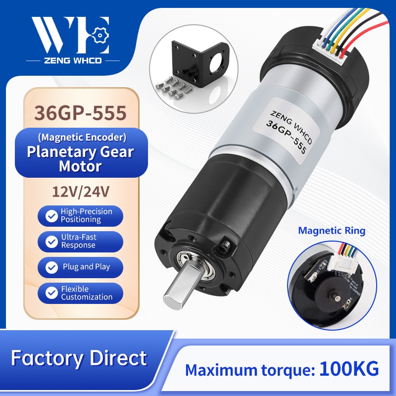 36GP-555 Magnetic Encoder 17PPR AB Dual-Phase Incremental Type, ใช้งานร่วมกับ 36 มม. 555 DC Geared มอเตอร์