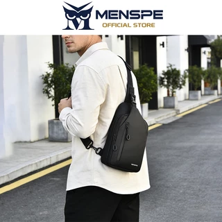Menspe กระเป๋าคาดหน้าอก USB รูหูฟังดีไซน์กระเป๋าซิปสองชั้นความจุขนาดใหญ่กระเป๋า
