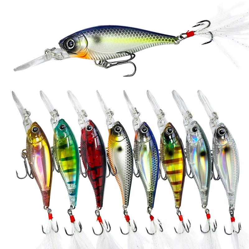 7 ซม. 10.3g Long Lip Crankbait เหยื่อตกปลาพลาสติก Hard เหยื่อ