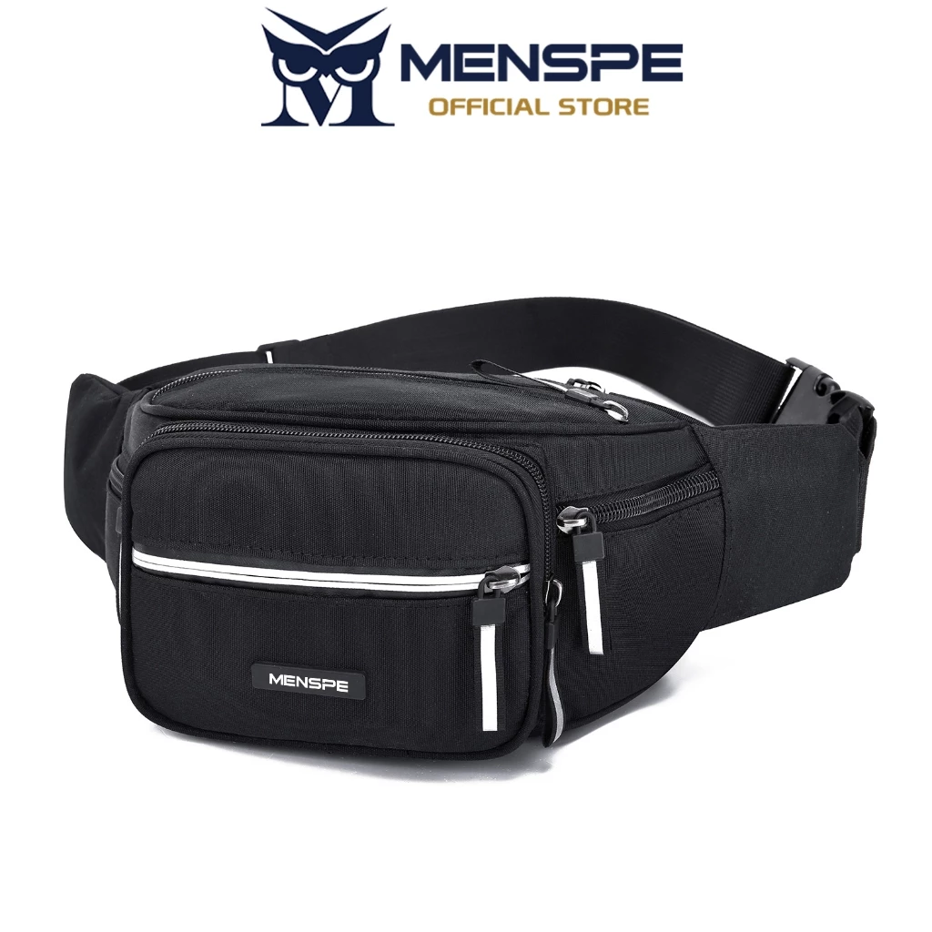 MENSPE กระเป๋าคาดเอวความจุขนาดใหญ่ของผู้ชายกระเป๋าคาดหน้าอกอเนกประสงค์ Unisex กันน้ํากีฬา Street Bag