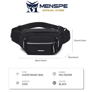 MENSPE กระเป๋าคาดเอวความจุขนาดใหญ่ของผู้ชายกระเป๋าคาดหน้าอกอเนกประสงค์ Unisex กันน้ํากีฬา Street Bag