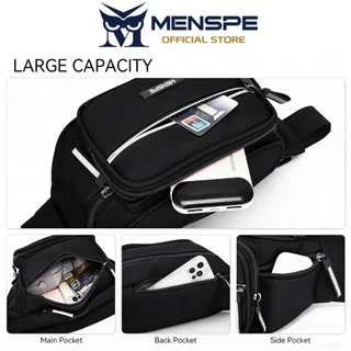MENSPE กระเป๋าคาดเอวความจุขนาดใหญ่ของผู้ชายกระเป๋าคาดหน้าอกอเนกประสงค์ Unisex กันน้ํากีฬา Street Bag