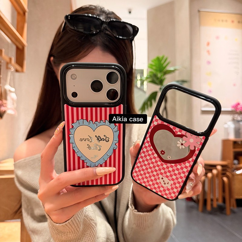Love กระจกแต่งหน้าเคสโทรศัพท์กันกระแทกเหมาะสําหรับiPhone 17 Promax 16 Promax 15 Promax 11 12 13 17 14plus 15plus 16e 16plus 15pro 17air