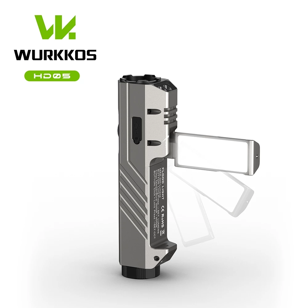 Wurkkos HD05 3100LM ไฟ UV ชาร์จเร็ว 3 ชั่วโมง+สปอตไลท์+ไฟสีแดงปรับอุณหภูมิสีได้ 3000K-6000K ไฟแคมป์ปีกไฟพับได้