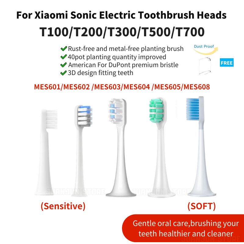 【Toothbrush Head】12Pcs T100/T200/T300/T500/T700 For Xiaomi Mijia Toothbrush Replacement Brush Heads