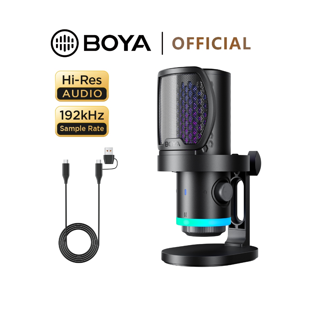 BOYA CastMic G40 ไมค์ตั้งโต๊ะ USB RGB ไมค์เกมมิ่ง ไร้สาย ไมค์คอนเดนเซอร์ ไมค์ PC ไมค์อัดเสียงร้องเพลง ใช้กับมือถือ