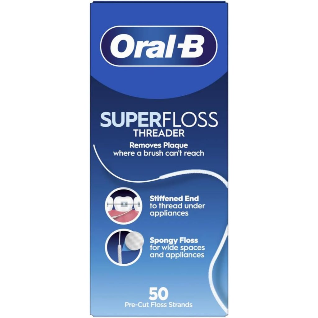 Oral B Superfloss Super Floss ไหมขัดฟัน Pre-Cut Strands 50 ea(EXP 2029+) ไม่มีรสชาติ