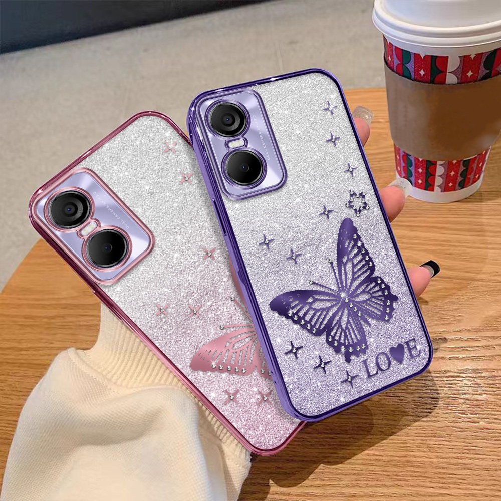 เคสหรูหราสําหรับ Tecno Pop 6 Pro BE8 เคสโทรศัพท์ Glitter Rhinestone ปลอกโทรศัพท์มือถือการออกแบบความง