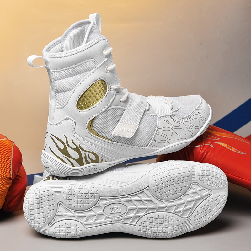 TABOLU Professional Men Wrestling Shoes High Top Breathable Boxing Training Sports Shoes