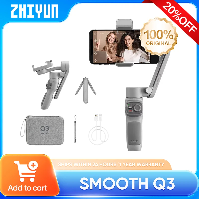 ZHIYUN SMOOTH Q3 โทรศัพท์กิมบอล 3 แกนสมาร์ทโฟนมือถือ Stabilizer เติมแสงสําหรับ iPhone 13 Android