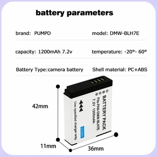 PUMPD DMW-BLH7E แบตเตอรี่กล้องสําหรับ Panasonic LX10 LX9 LX15 DC-GF9K GF10 GF8 GF7 แบตเตอรี่ charger
