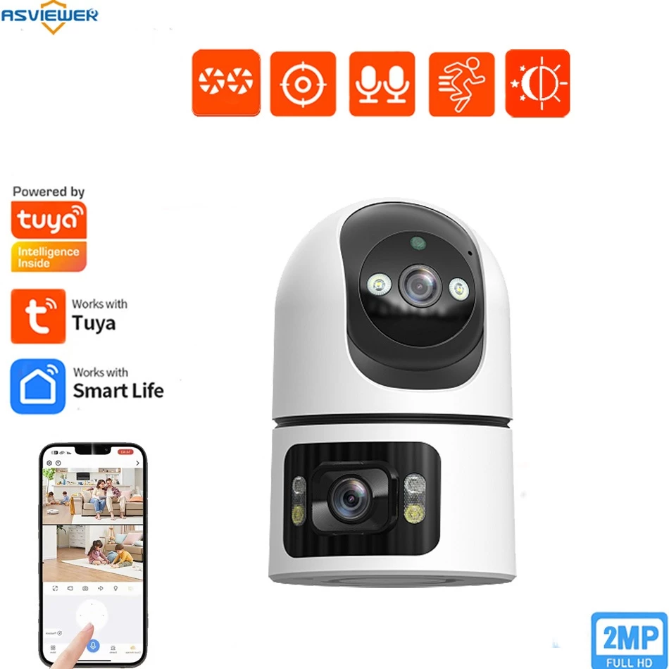 5G WiFi Smart Life Dual เลนส์ IP WiFi กล้องการติดตามอัตโนมัติ 2 ทิศทางกล้องรักษาความปลอดภัยในร่มสําหรับ Smart Home