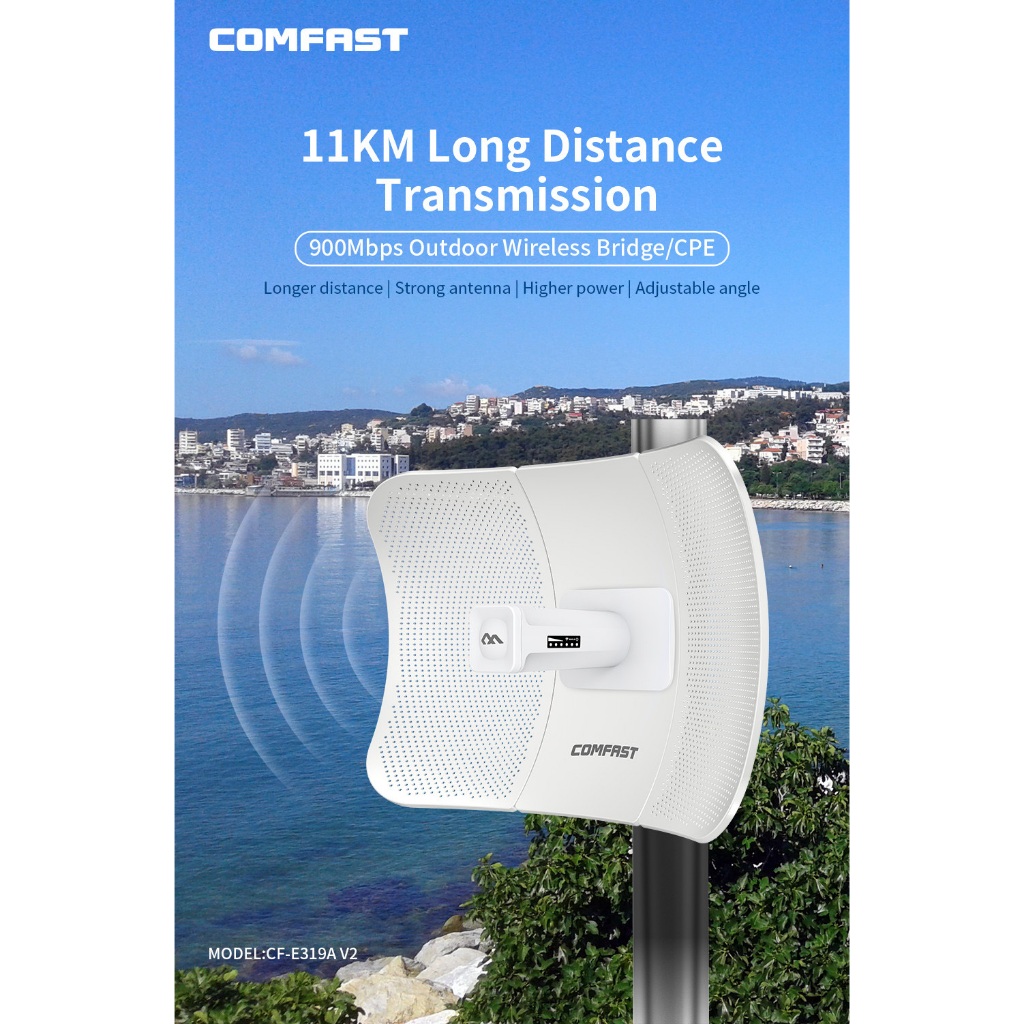 COMFAST CF-E319A 5GHz 900Mbps ระยะไกล Wifi Extender เกียร์สะพานกลางแจ้งไร้สาย CPE Wifi Extender Boos