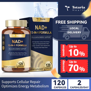 Totaria NAD อาหารเสริมพร้อมนิโคตินาไมด์ Riposide resveratrol,Quercetin, Betaine Boost NAD+ ระดับ NAD Plus อาหารเสริมต่อต้านวัย, พลังงาน, ภูมิคุ้มกัน, โฟกัส, วีแกน