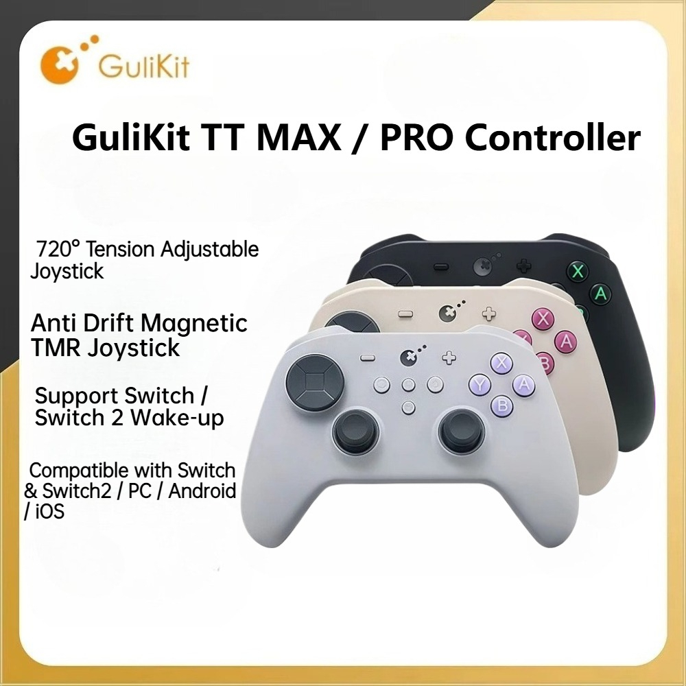 GuliKit TT MAX/PRO คอนโทรลเลอร์เกมไร้สายพร้อมความตึงเครียดปรับ TMR จอยสติ๊ก Anti Drift Gamepad สําหรับสวิทช์ 1/2 PC Android iOS