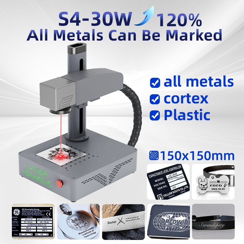DAJA S4 30W วัตต์เลเซอร์เครื่องหมายเครื่องไฟเบอร์ลึกสลักบนโลหะทั้งหมดแกะสลักป้ายสําหรับเครื่องประดับสร้อยคอสแตนเลสแบบพกพาแกะสลักอุตสาหกรรมเดส
