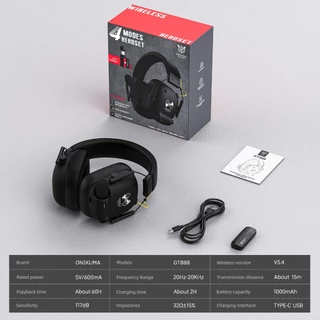 Onikuma GT888 ชุดหูฟังสามโหมดชุดหูฟังเกมบลูทูธ 5.4/2.4G/AUX 3.5 มม.