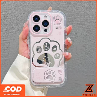 เหมาะสําหรับ OPPO A6X A5X A5 5G A5i A60 PRO A3 A3X A5 PRO A3 PRO A96 น่ารักสีชมพูและสีขาวลูกสุนัข paw กันกระแทกเคสโทรศัพท์ TPU