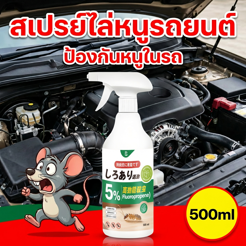 สเปรย์ไล่หนู สกัดพืช ปลอดภัยแม่และลูก 500ml ใช้ในรถ สเปย์กําจัดหนู