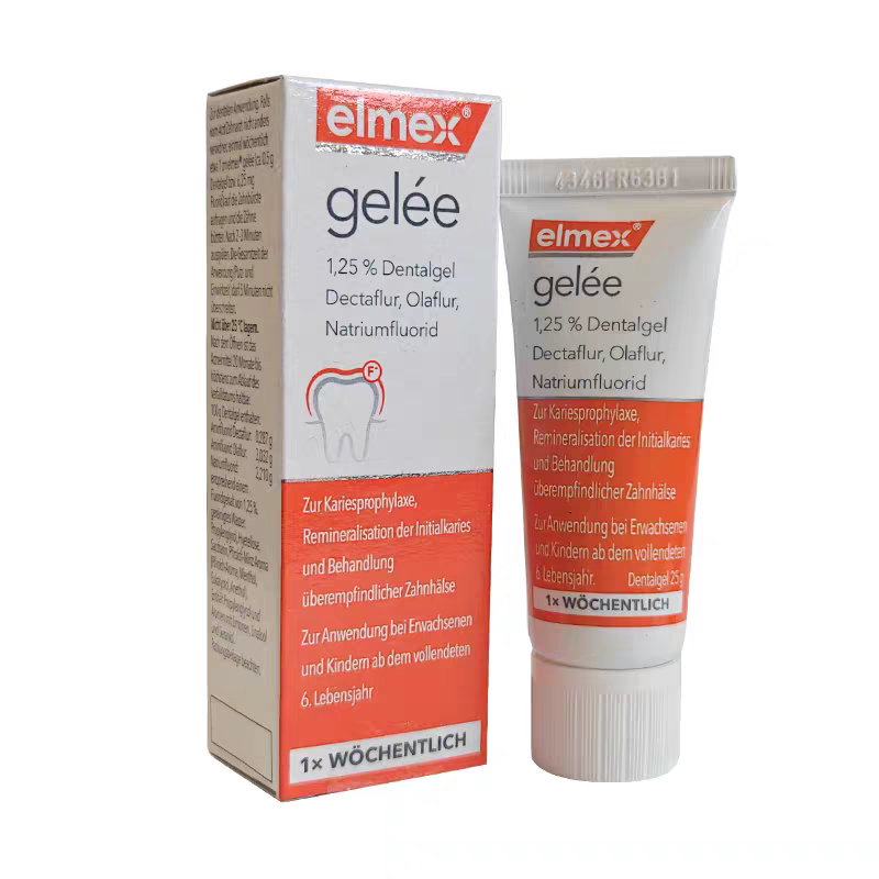 (EXP 2028+)Elmex gelee พร้อมฟลูออไรด์ amine เข้มข้นสูง 12500ppm(25g)--หนึ่งสัปดาห์ครั้งเดียว
