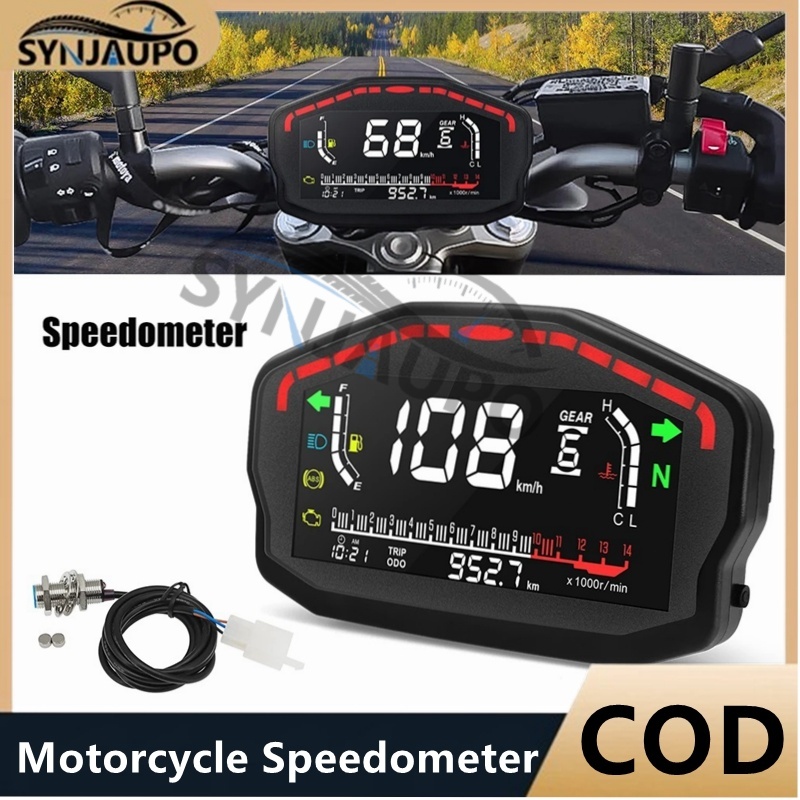 12V Universal รถจักรยานยนต์ LCD Tachometer Outboard 14000rpm Speedometer จอแสดงผล สําหรับ Honda Ducati Kawasaki