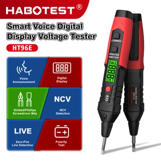 HABOTEST HT96E สมาร์ทพูดคุยเครื่องทดสอบแรงดันไฟฟ้า AC 6-390V NCV เครื่องตรวจจับแรงดันไฟฟ้าพร้อมตําแหน่งผิดเครื่องทดสอบไฟฟ้ามือไขควง